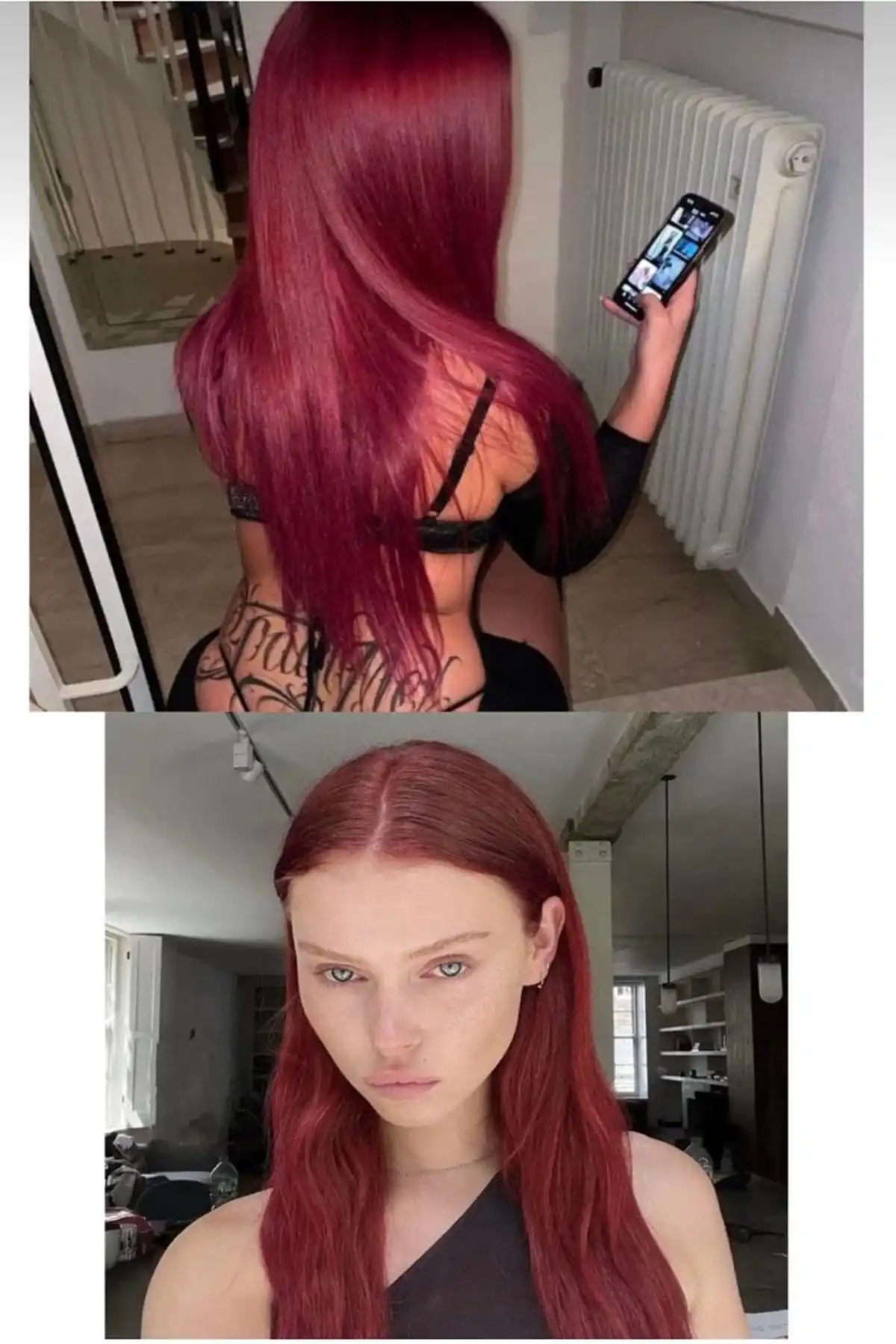 Isıya Dayanıklı Yarımay Çıt Çıt Saç - 39# - Şarap Kızıl - Düz - 60 Cm - 110 Gr (Sevil)