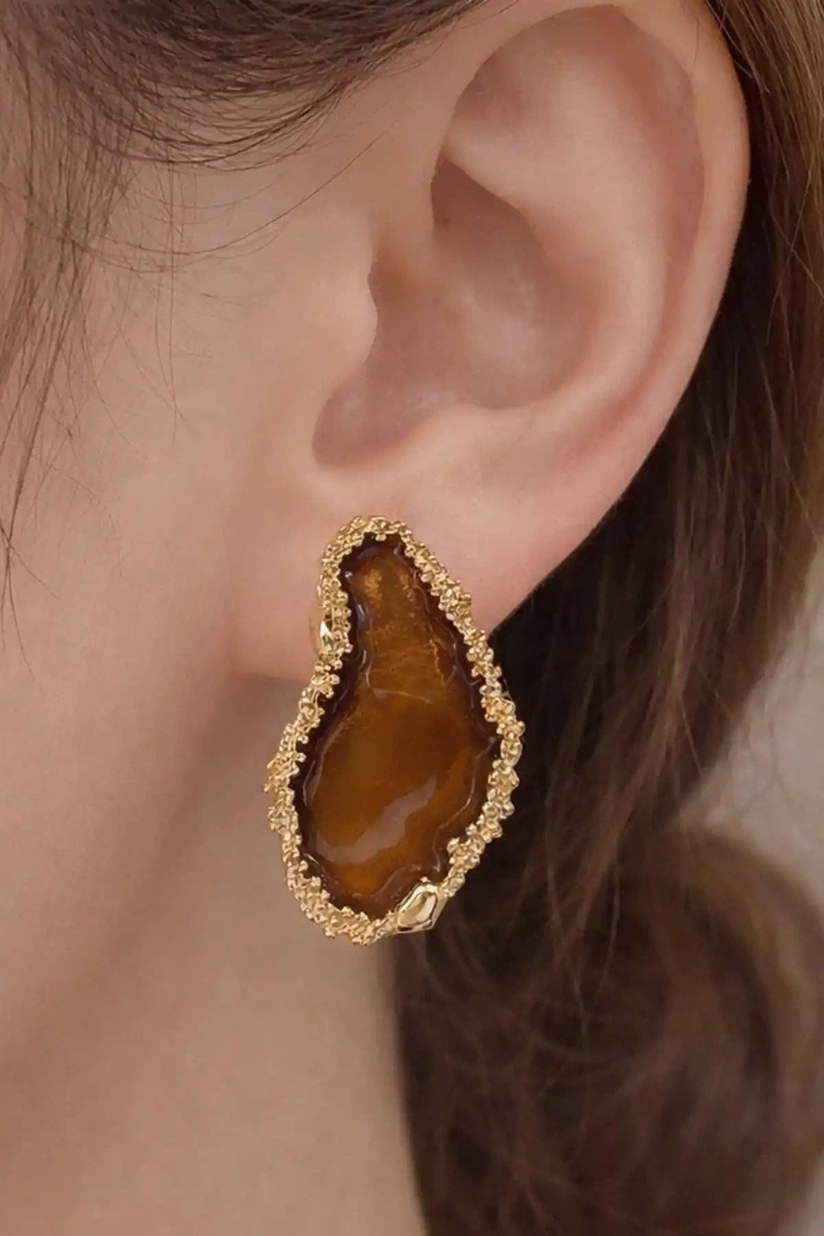 Kahverengi Metal Küpe (Çift)