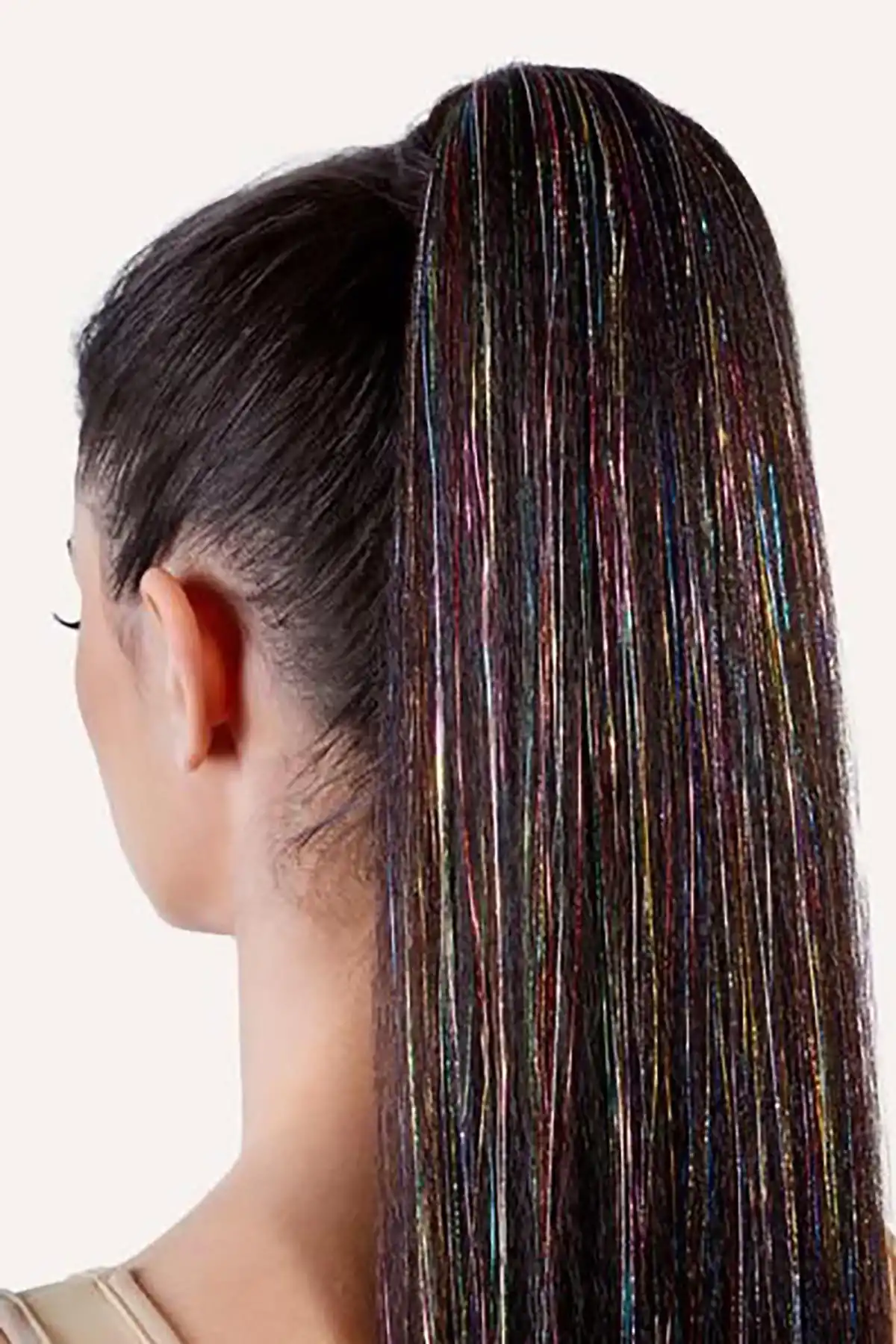 Karışık Renk Yan Postiş Hair Tinsel Shiny Hair (50 Cm)