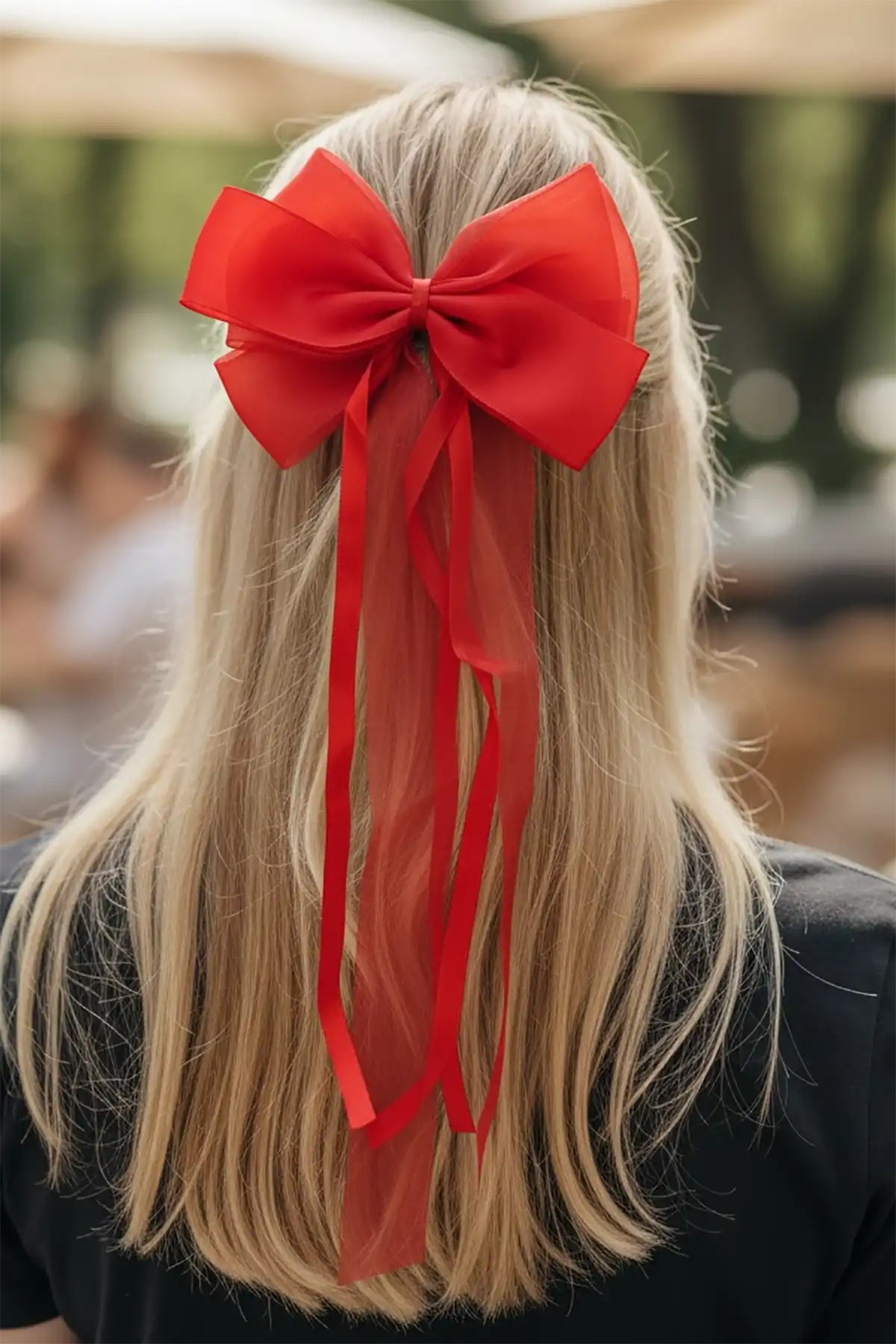 Kırmızı Renk Kurdele Detaylı Pens Toka