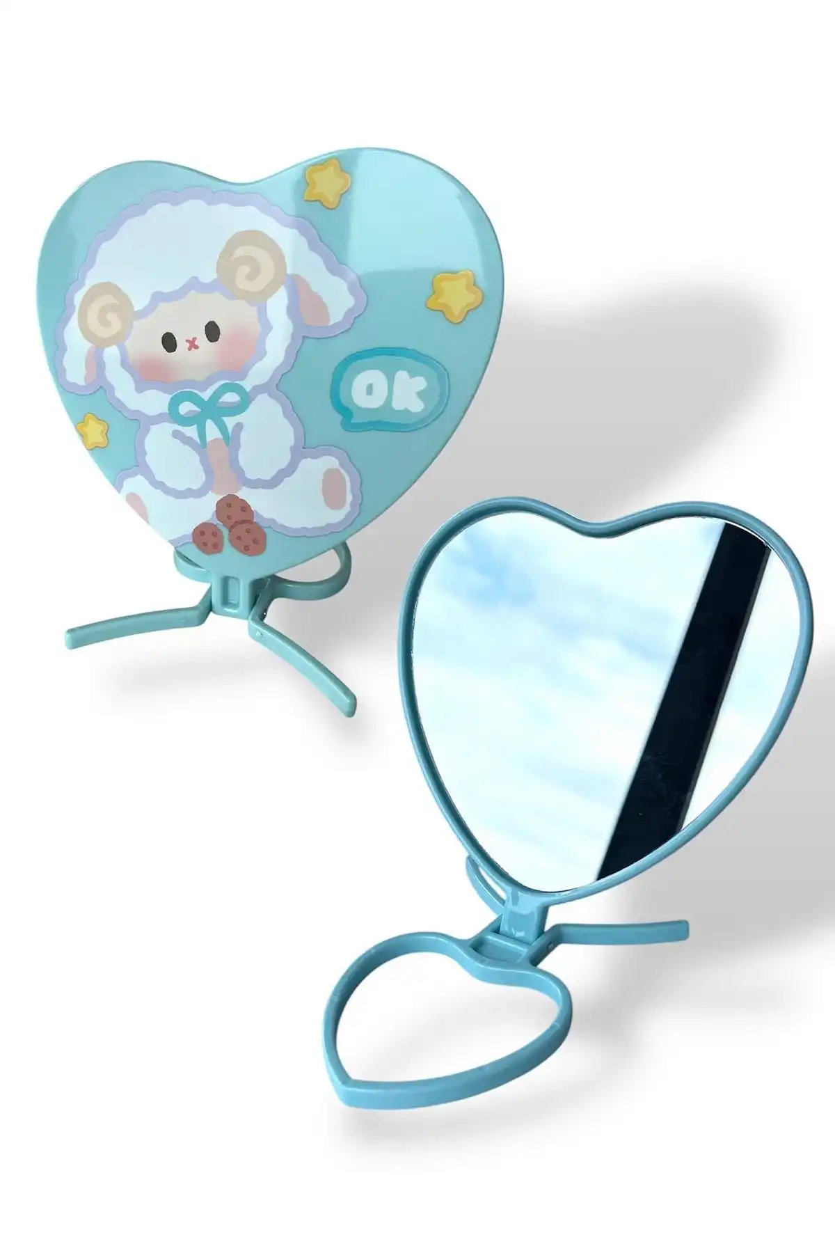 Mavi Kuzu Figürlü Masa Aynası