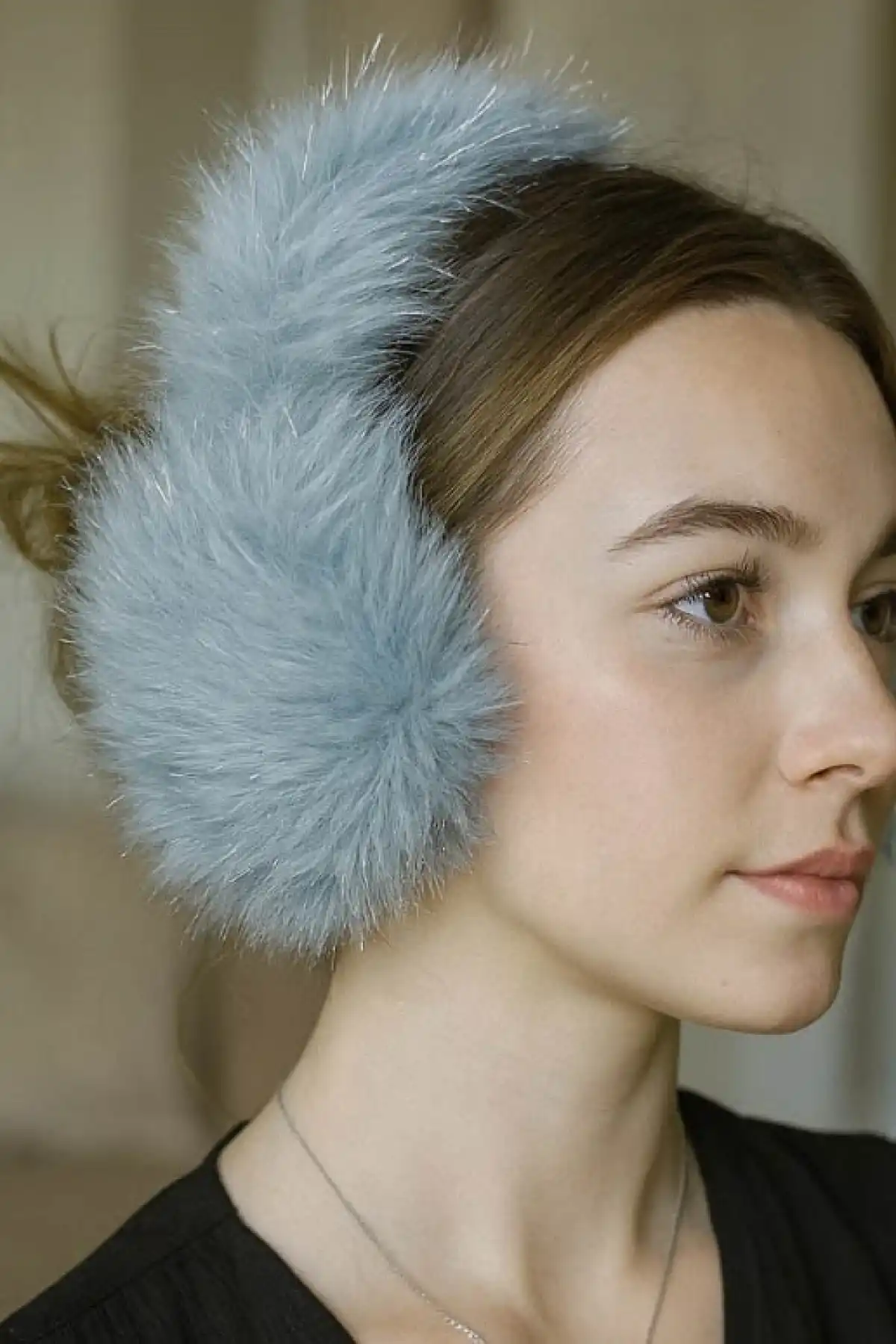 Mavi Renk Simli Peluş Kulaklık