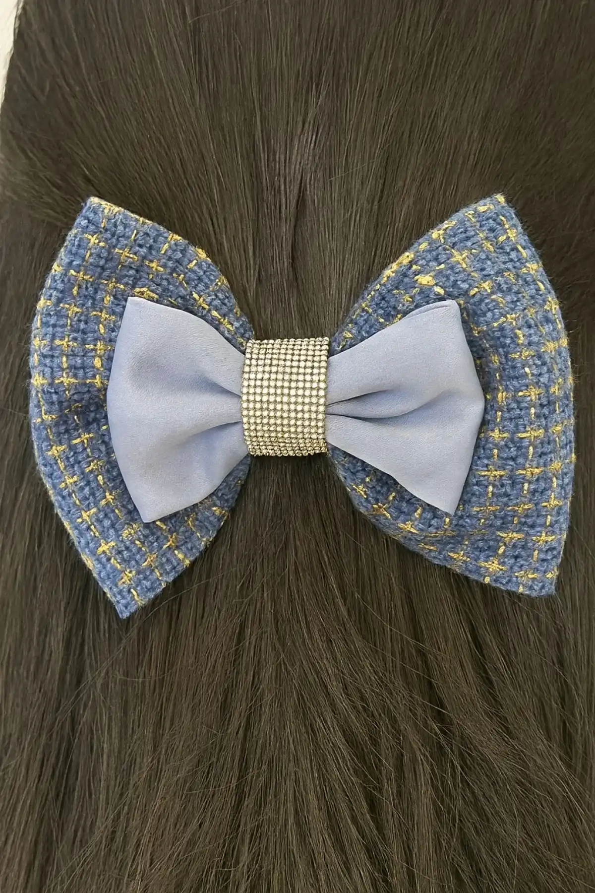 Mavi Renk Taş Detaylı Kurdele Otomat Toka