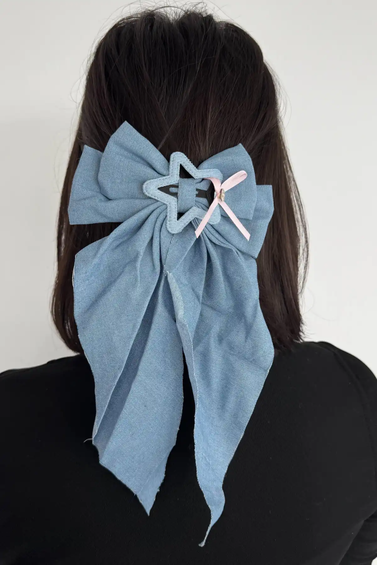 Mavi Renk Yıldız Figürlü Kurdele Otomat Toka