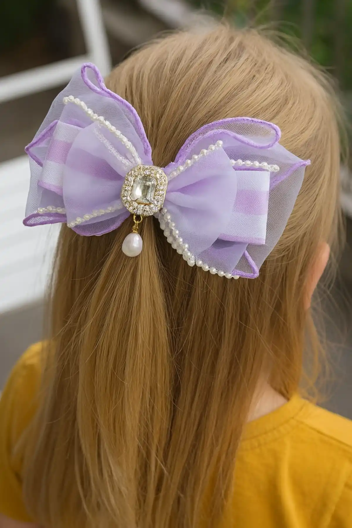 Mor Renk Taş Detaylı Kurdele Otomat Toka