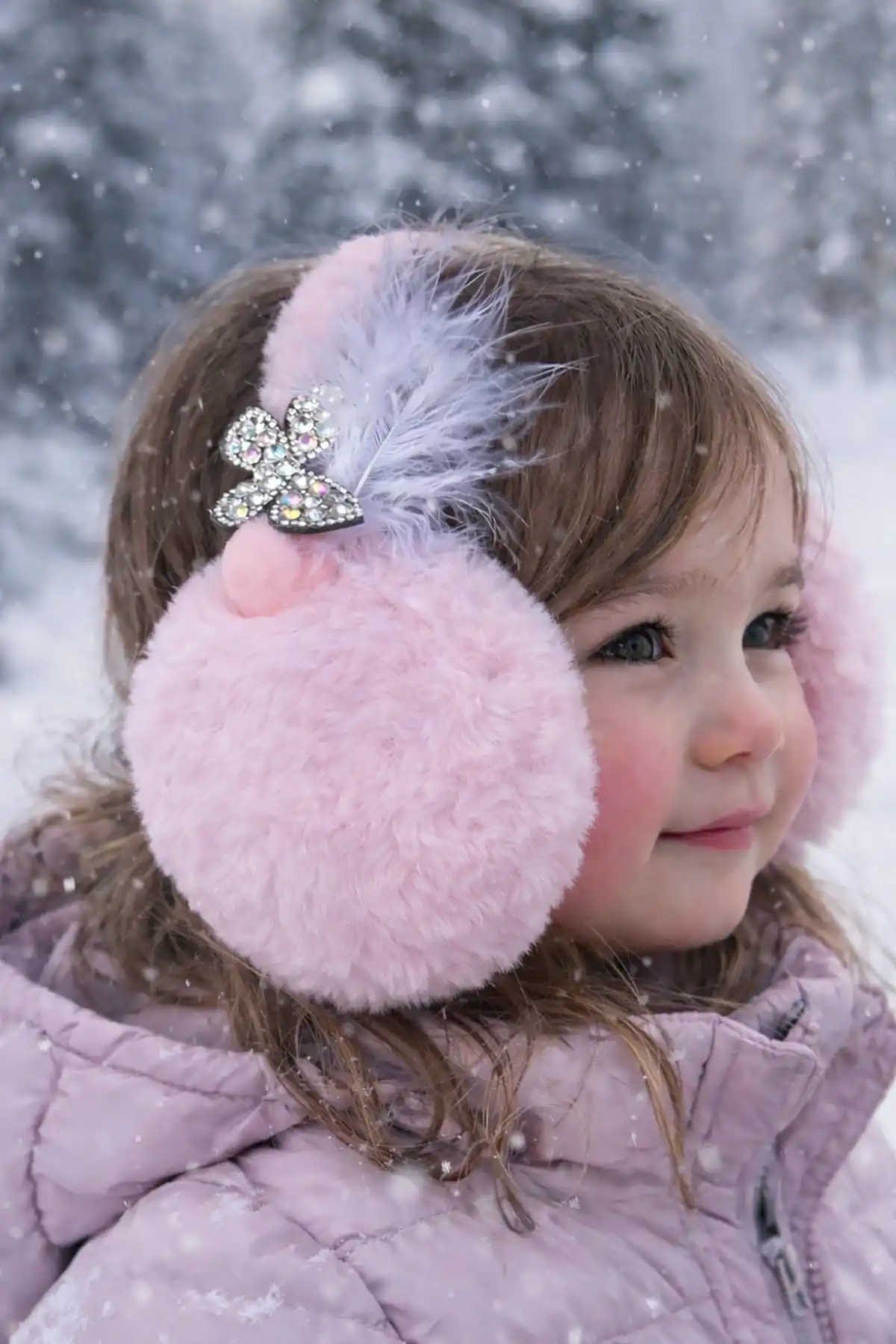 Pembe Renk Kelebek Detaylı Peluş Kulaklık