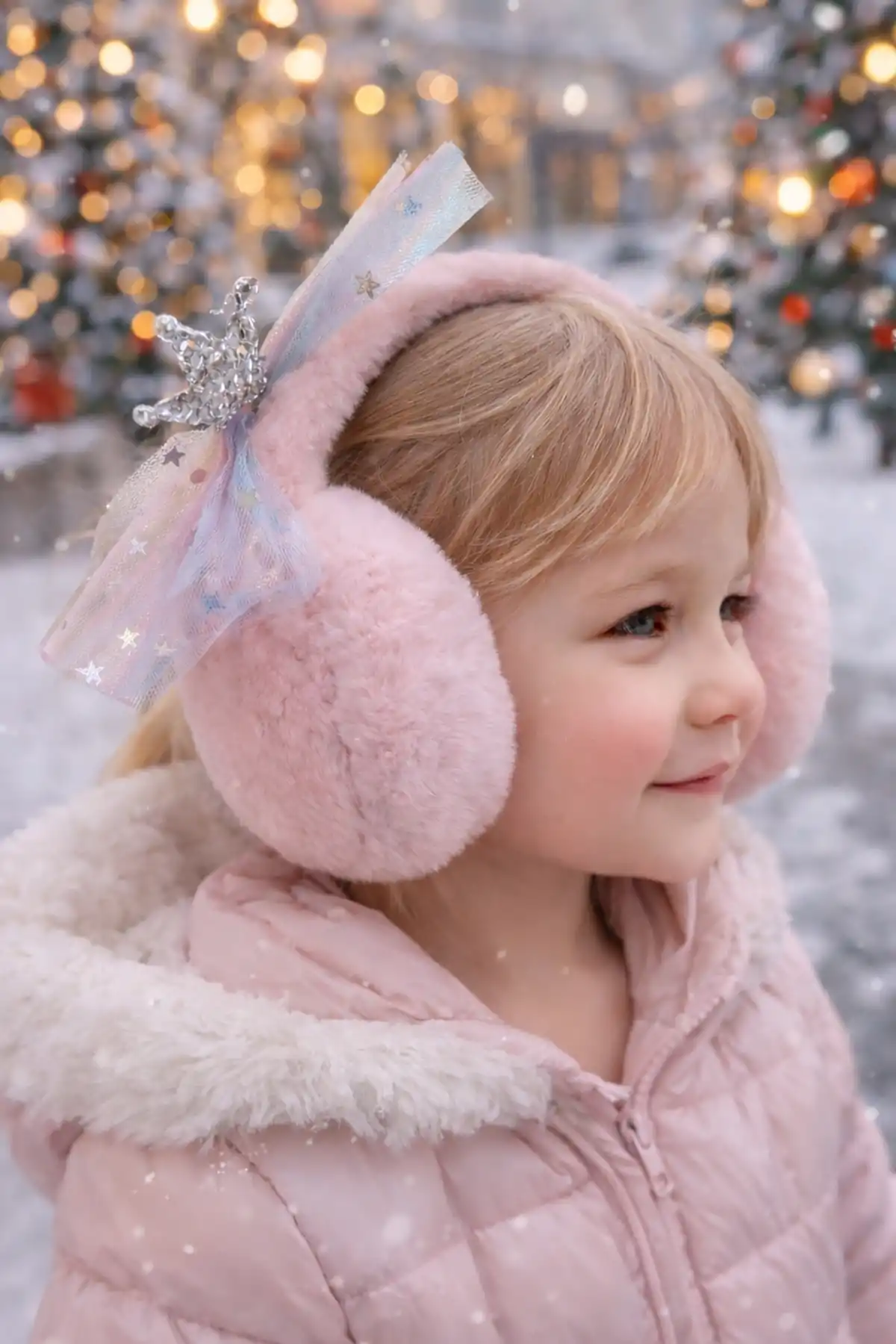 Pembe Renk Kurdele Figürlü Peluş Kulaklık