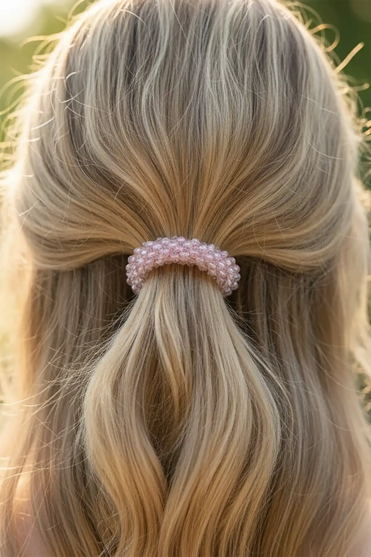 Pembe Renk Taşlı Lastik Toka