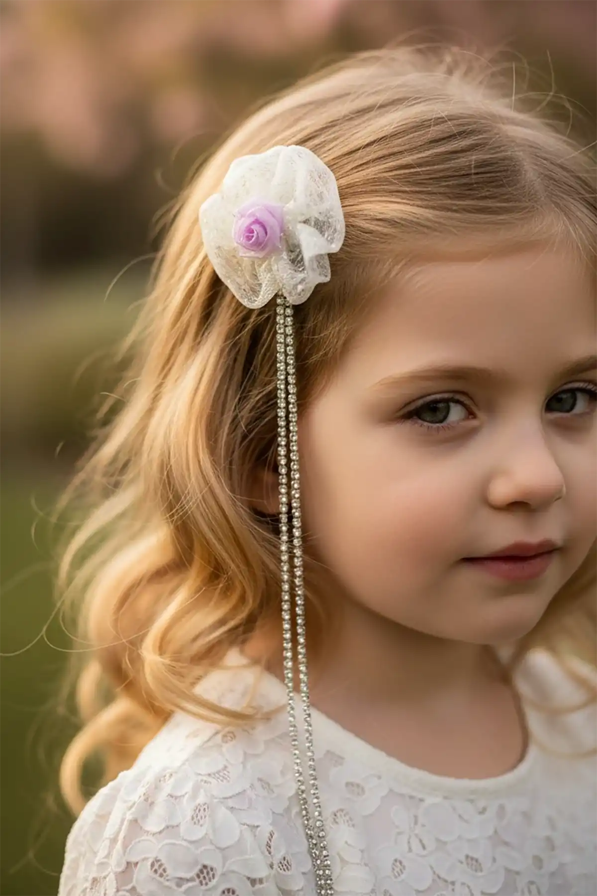 Sarı Renk Çiçek Figürlü Taş Detaylı Çocuk Yan Toka