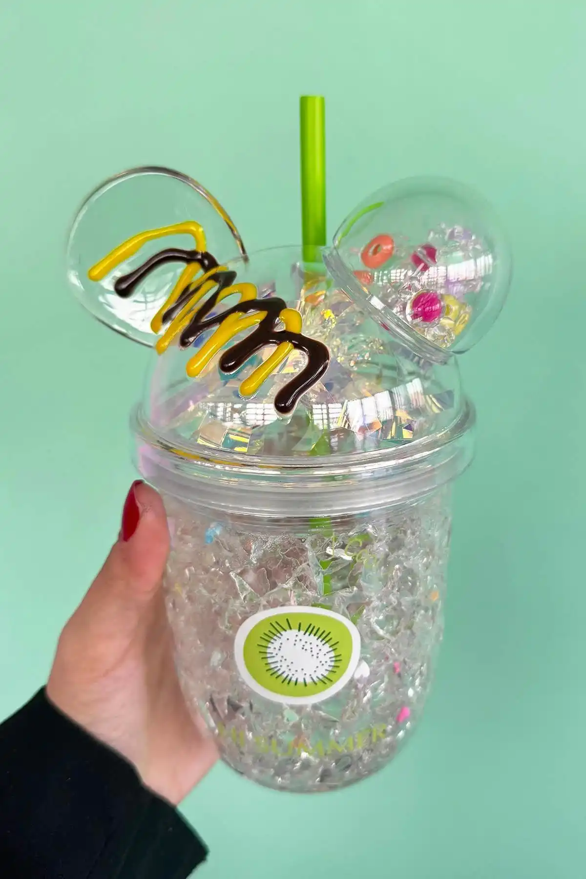 Şeffaf Renk Ayıcık Figürlü Pipetli Suluk