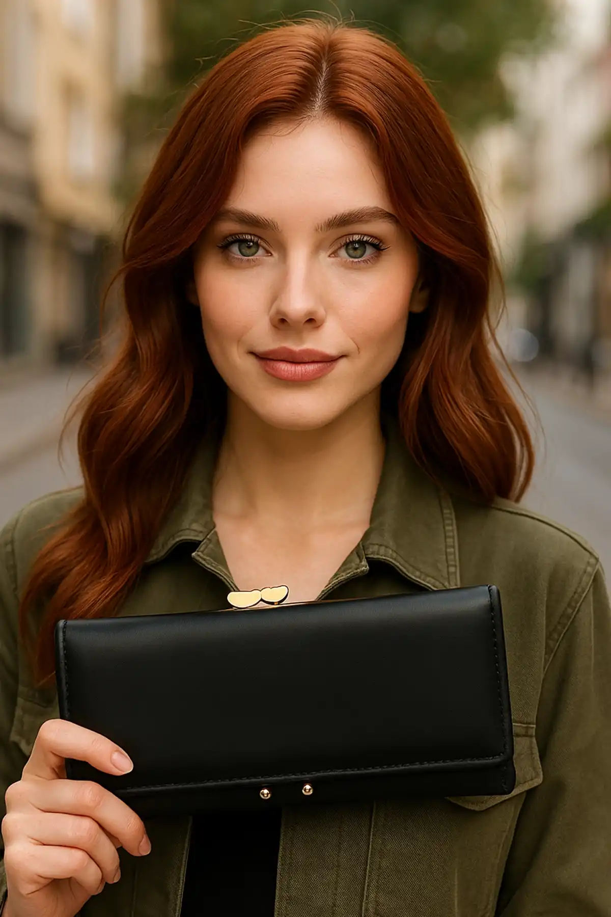 Siyah Renk Kalp Detaylı Kadın Cüzdan