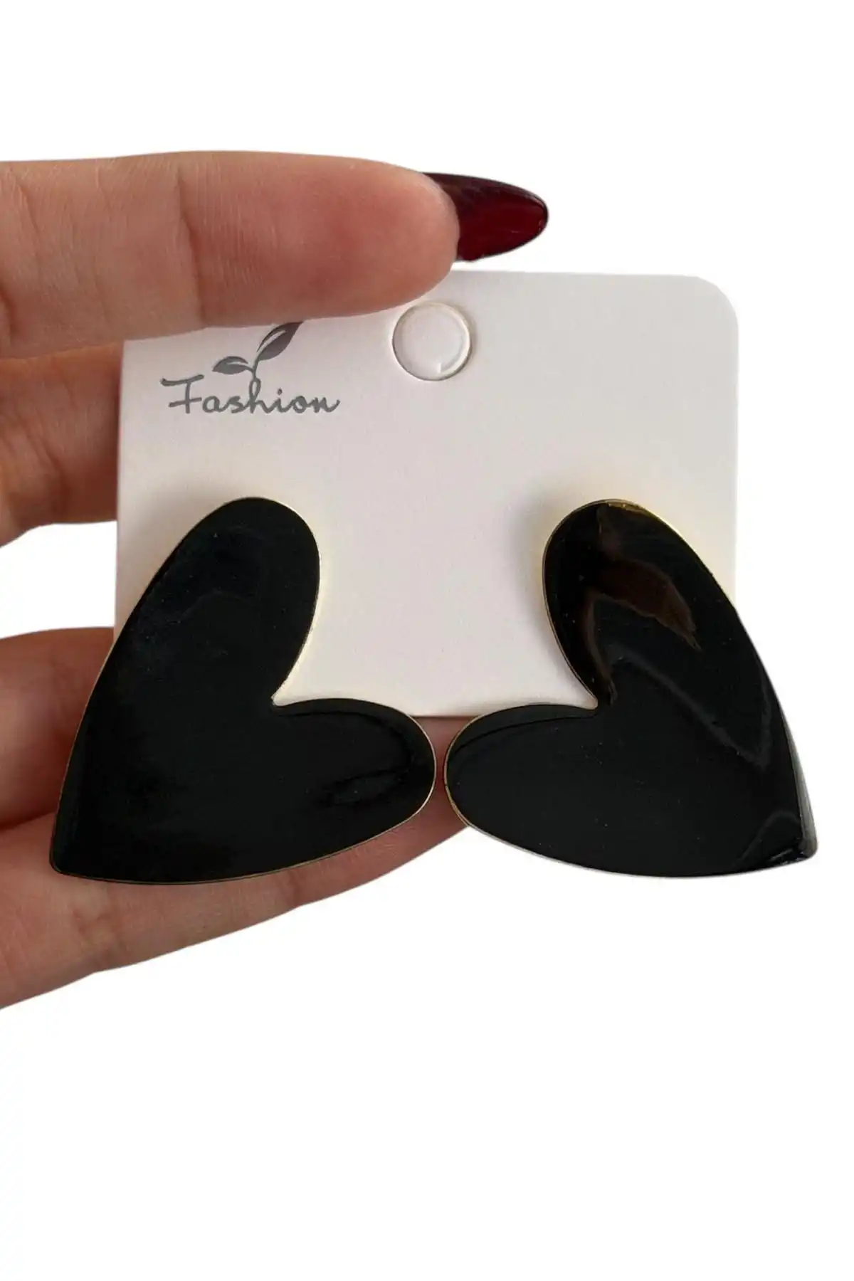 Siyah Renk Kalp Figürlü Küpe (Çift)