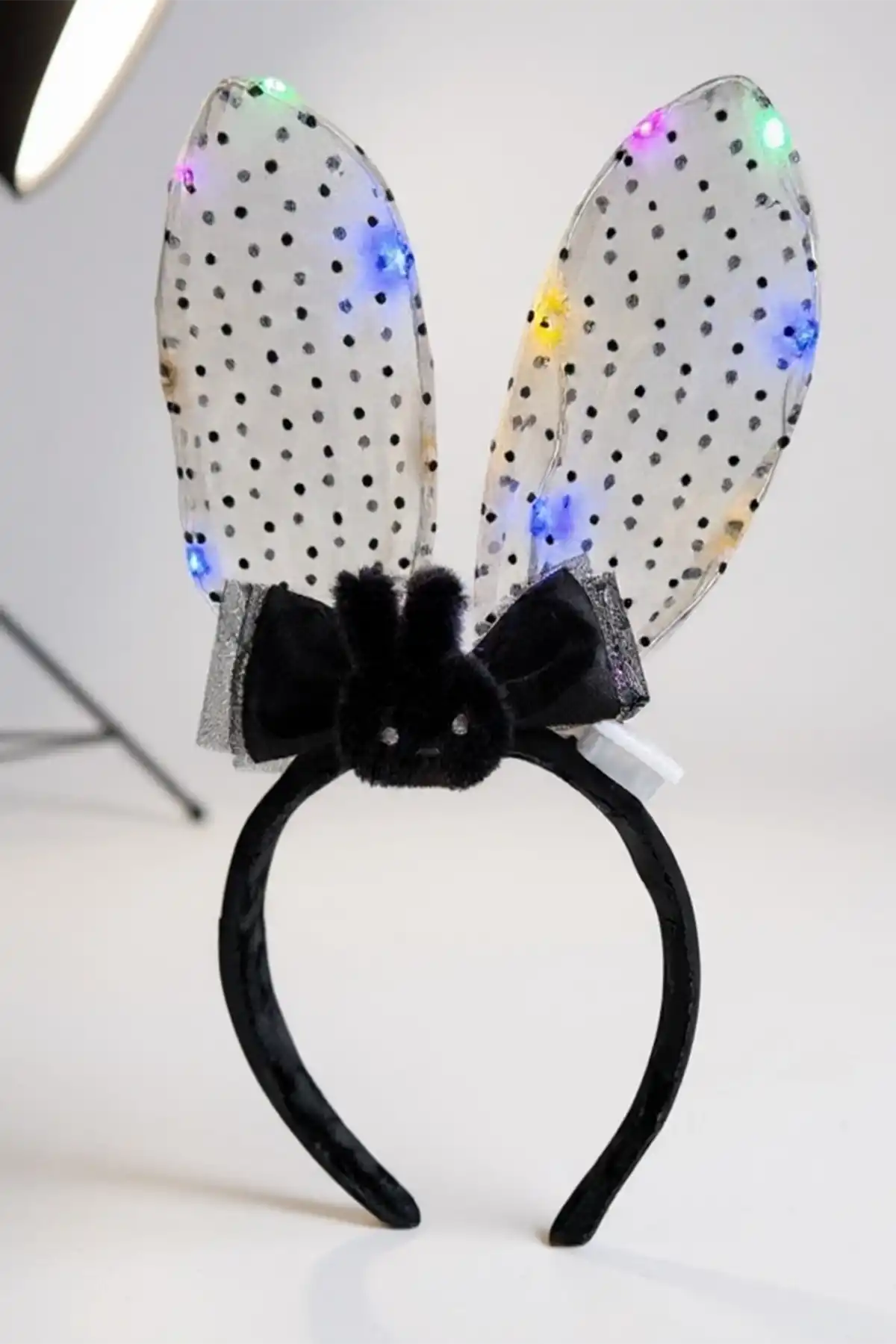 Siyah Renk Tavşan Figürlü Kulak Detaylı Işıklı Taç