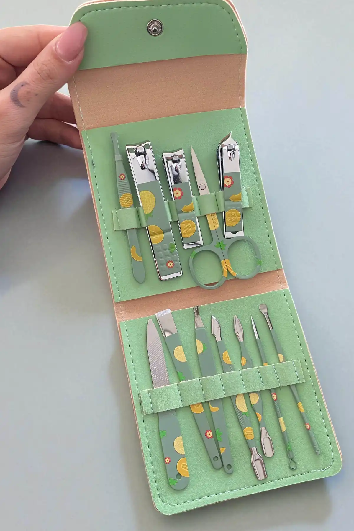 Yeşil Renk Kavun Figürlü 12li Manikür Pedikür Seti