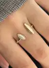 Altın Renk Taş Detaylı Ayarlanabilir Yüzük