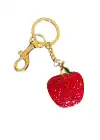 Altın Ve Kırmızı Renk Elma Figürlü Taş Detaylı Çanta Charm/ Anahtarlık