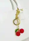 Altın Ve Kırmızı Renk Kiraz Figürlü Taş Detaylı Çanta Charm/ Anahtarlık