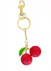 Altın Ve Kırmızı Renk Kiraz Figürlü Taş Detaylı Çanta Charm/ Anahtarlık