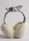 Beyaz Renk Ekose Desenli Peluş Kulaklık