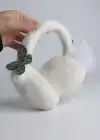 Beyaz Renk Kelebek Detaylı Peluş Kulaklık