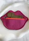 Fuşya Renk Dudak Detaylı Kadın Cüzdan