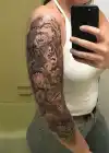 Geçici Kaplan ve Çiçek Kol Dövme Tattoo