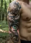 Göz Ve Gül Detaylı Kol Dövme Tattoo