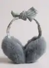 Gri Renk Ekose Desenli Peluş Kulaklık