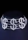 Gümüş Renk Dolar Figürlü Choker Kolye