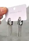 Gümüş Renk Sallantılı Çelik Küpe (Çift)