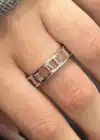 Gümüş Renk Taş Detaylı Ayarlanabilir Yüzük