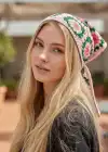 Karışık Renk Çiçek Desenli Örgü Bandana