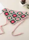 Karışık Renk Çiçek Desenli Örgü Bandana