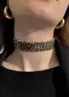 Karışık Renk Leopar Desenli Choker Kolye