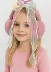Koyu Pembe Renk Kurdele Figürlü Peluş Kulaklık