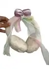 Krem Renk Kurdele Figürlü Peluş Kulaklık