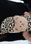 Krem Renk Leopar Desenli Ayıcık Figürlü Boyundan Asmalı Gözlük Kılıfı