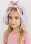 Lila Renk Kurdele Figürlü Peluş Kulaklık