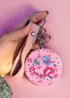 Pembe Renk Dudak Figürlü Cep Aynası/ Anahtarlık