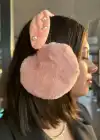 Pembe Renk İnci Detaylı Kulaklı Çocuk Peluş Kulaklık