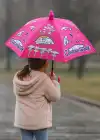 Pembe Renk Karışık Figürlü Kılıflı Çocuk Şemsiye