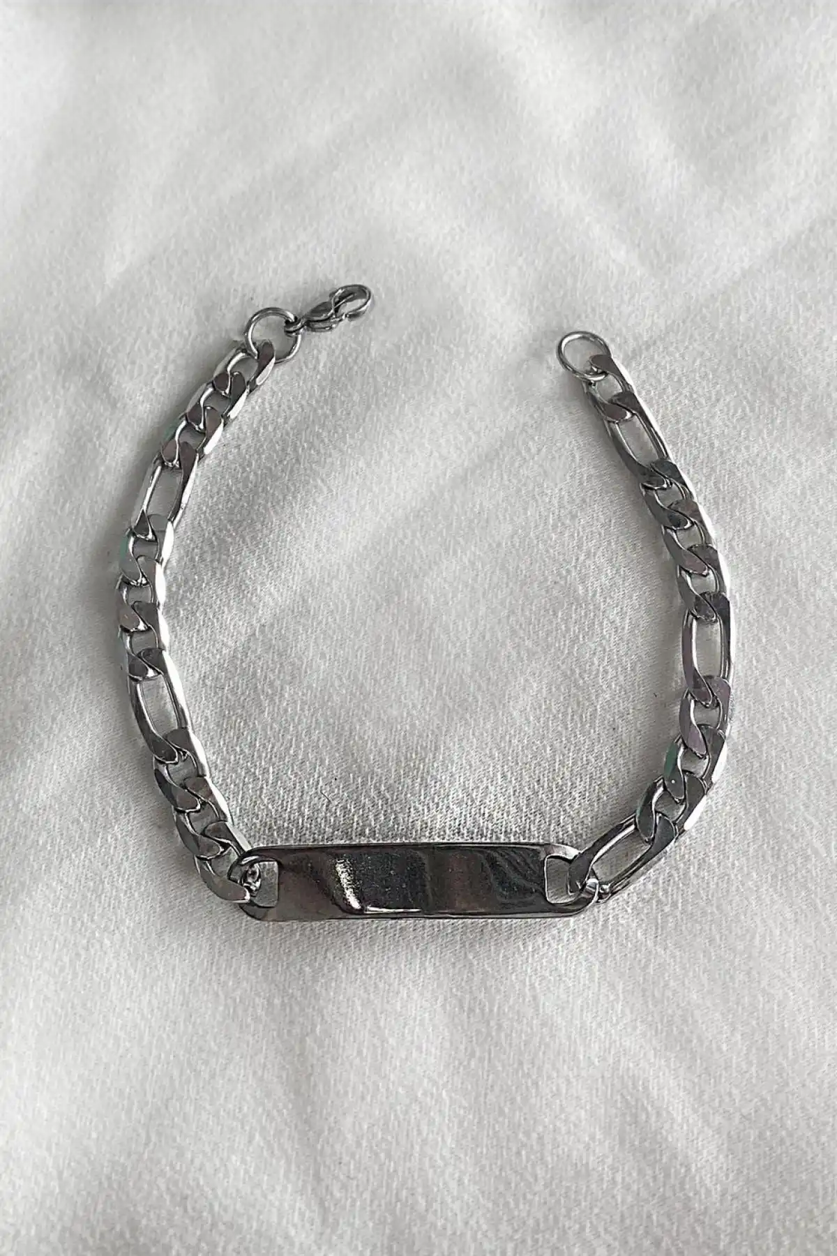 Gümüş Renk Zincir Çelik Bileklik (Unisex)