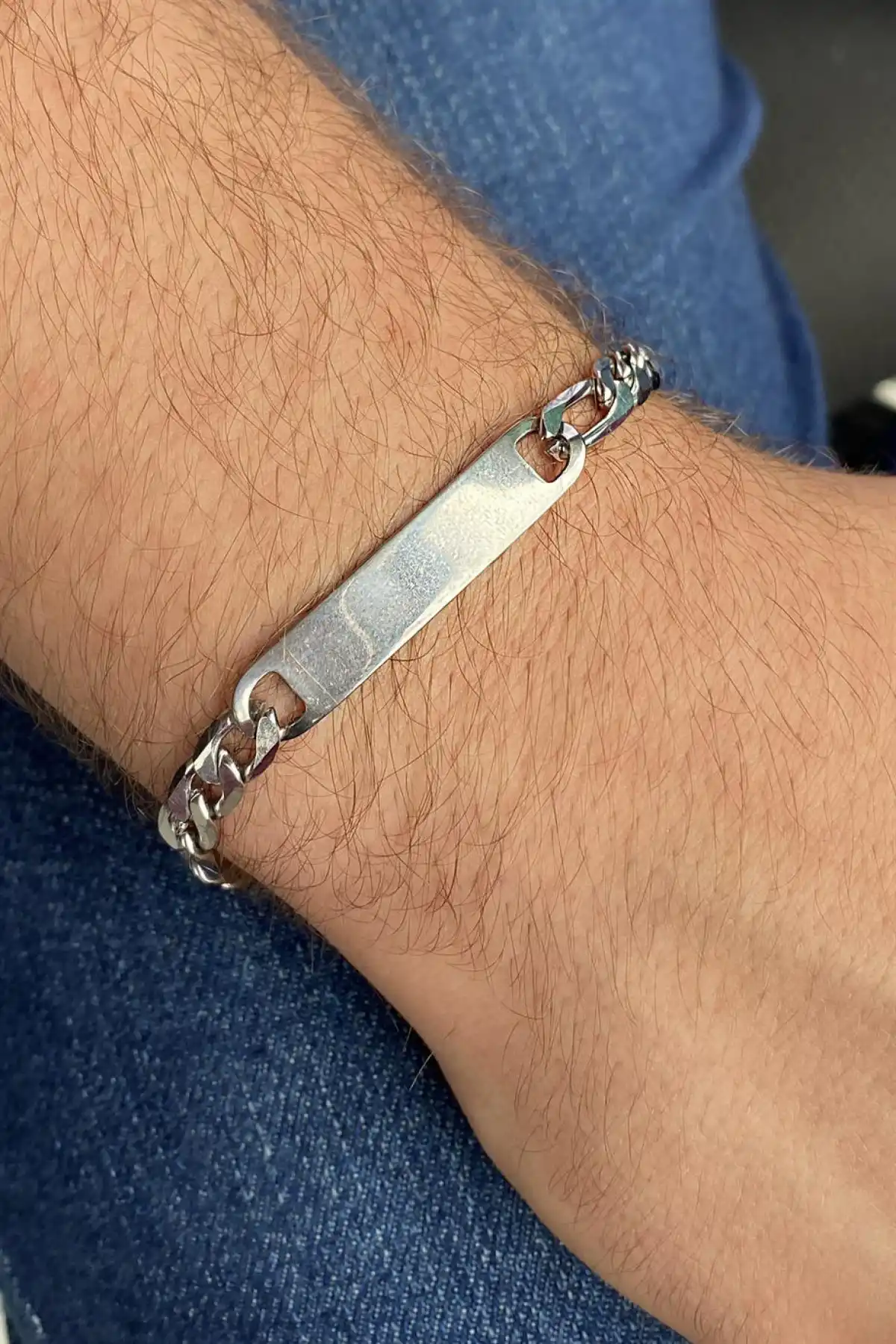 Gümüş Renk Zincir Çelik Bileklik (Unisex)