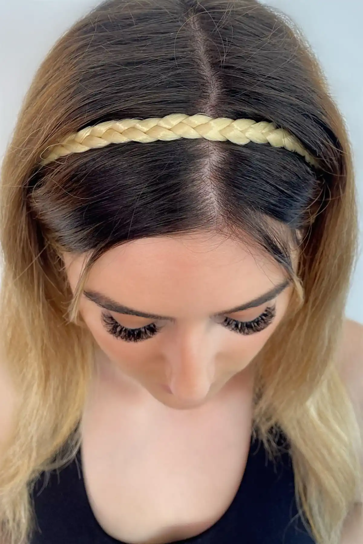 Platin Sarı Renk İnce Örgülü Lastik Bandana