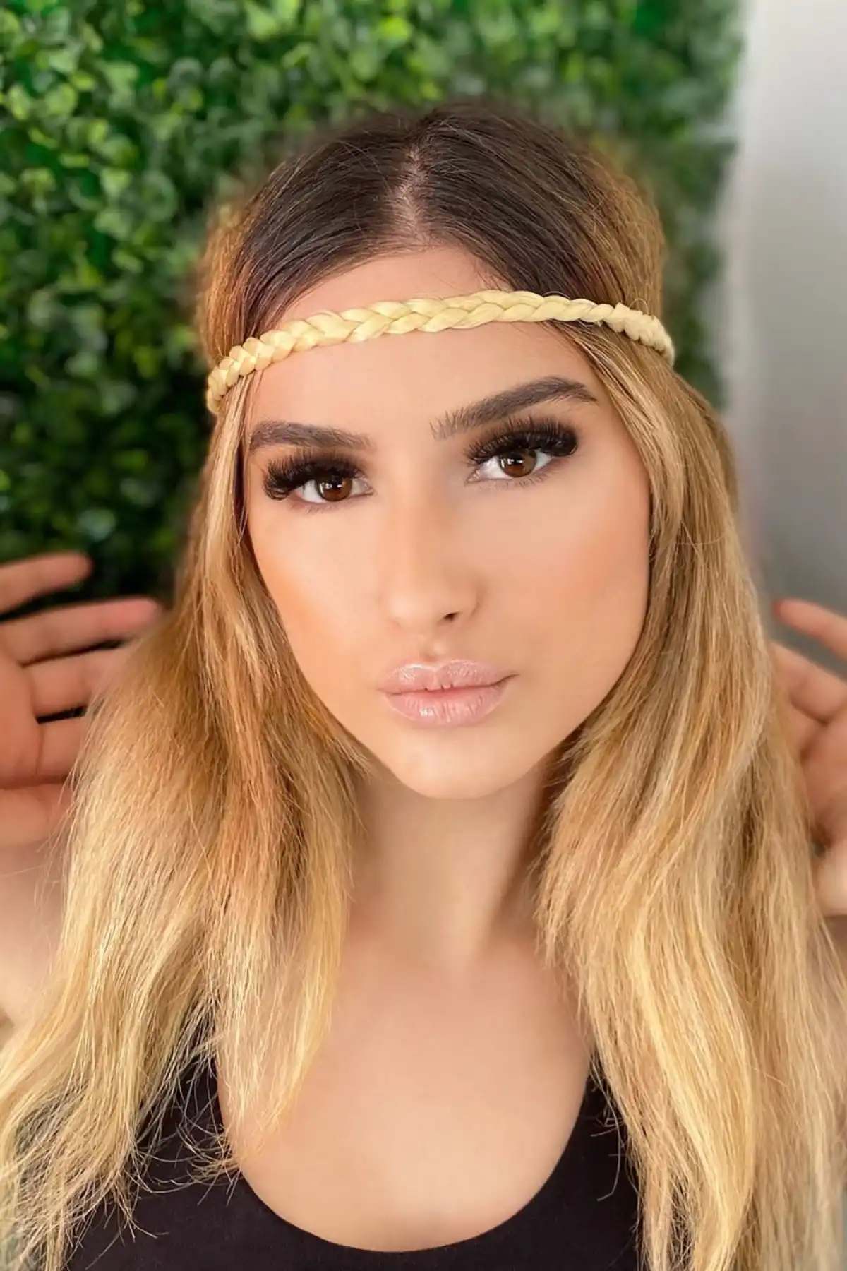 Platin Sarı Renk İnce Örgülü Lastik Bandana