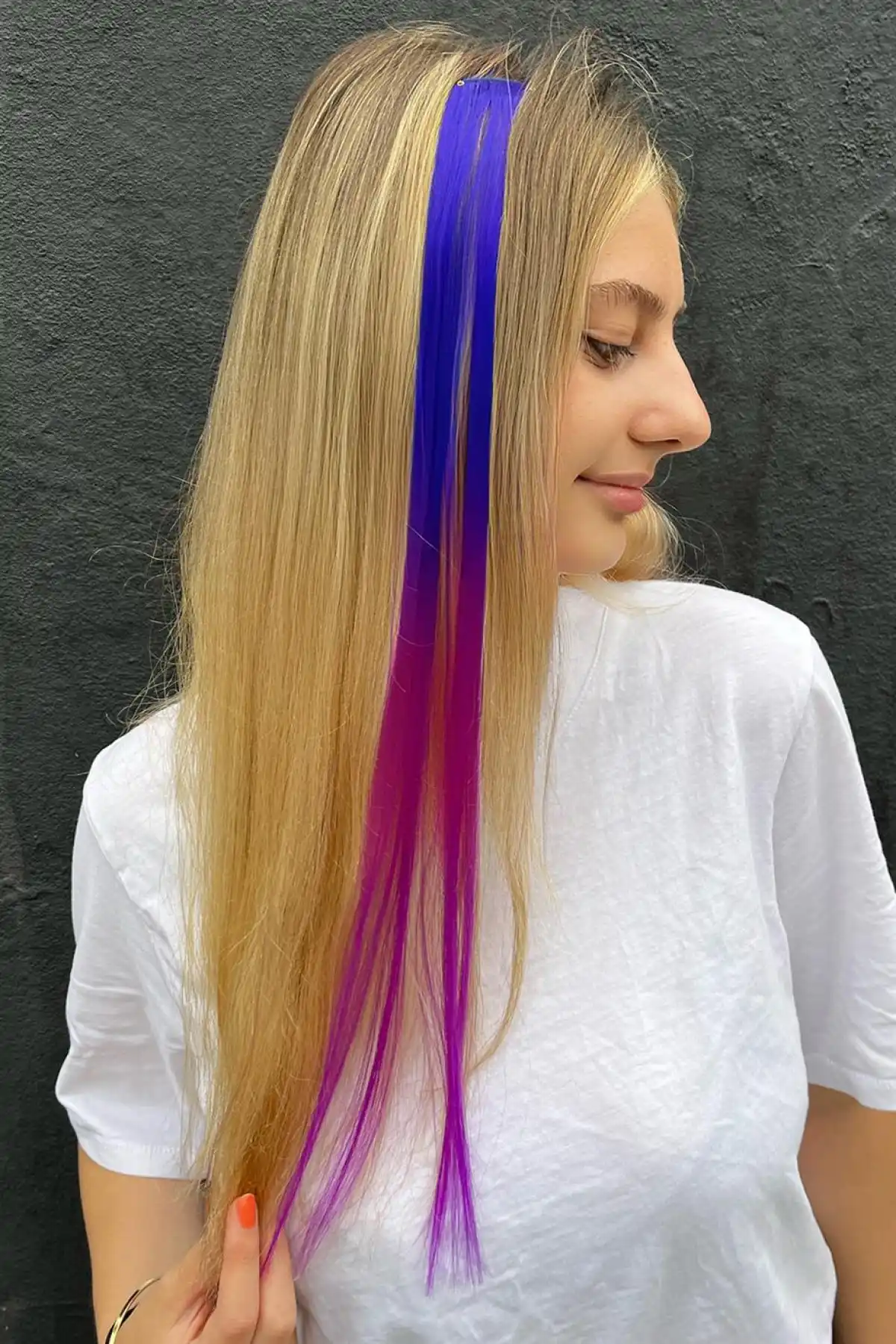 Yan Çıt Çıt Postiş / 2 Renk Ombre / 50 Cm