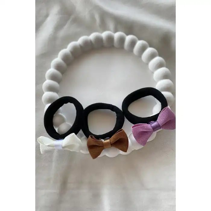 12li Karışık Renk Kurdele Figürlü Lastik Toka Set