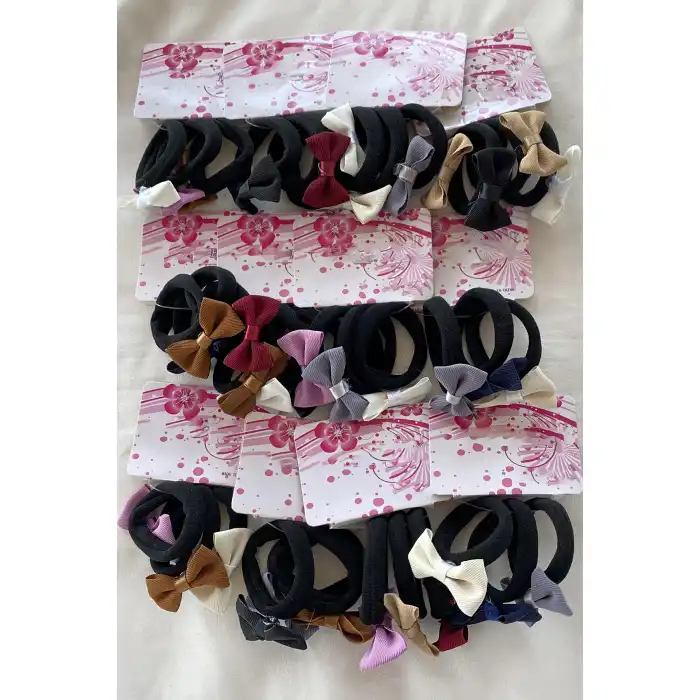 12li Karışık Renk Kurdele Figürlü Lastik Toka Set