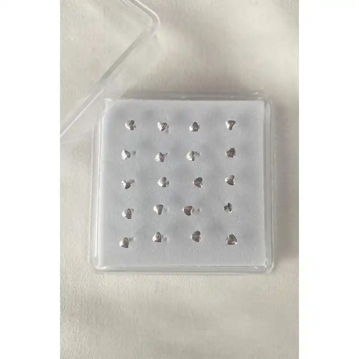 20li Gümüş Renk Kalp Figürlü Hızma Set