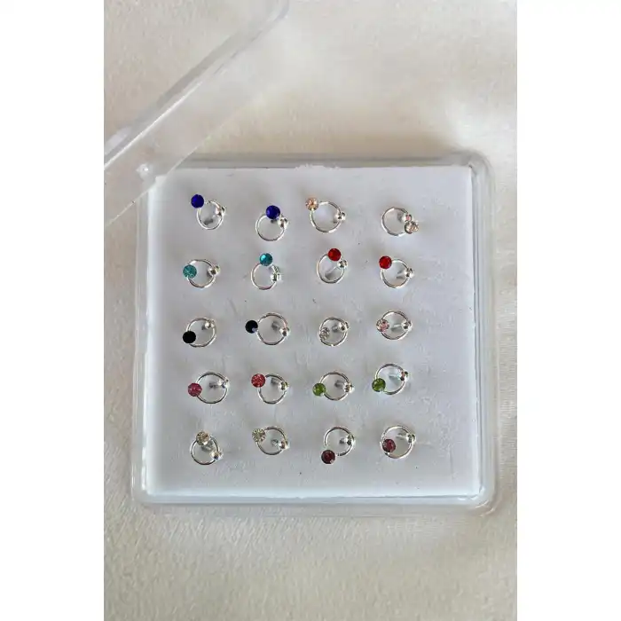 20li Gümüş Renk Taş Detaylı Hızma Set